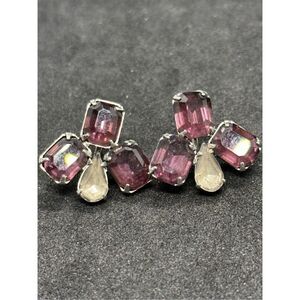 Beautiful purple gem’s stunning design clip on women earrings (prom, wedding, pa